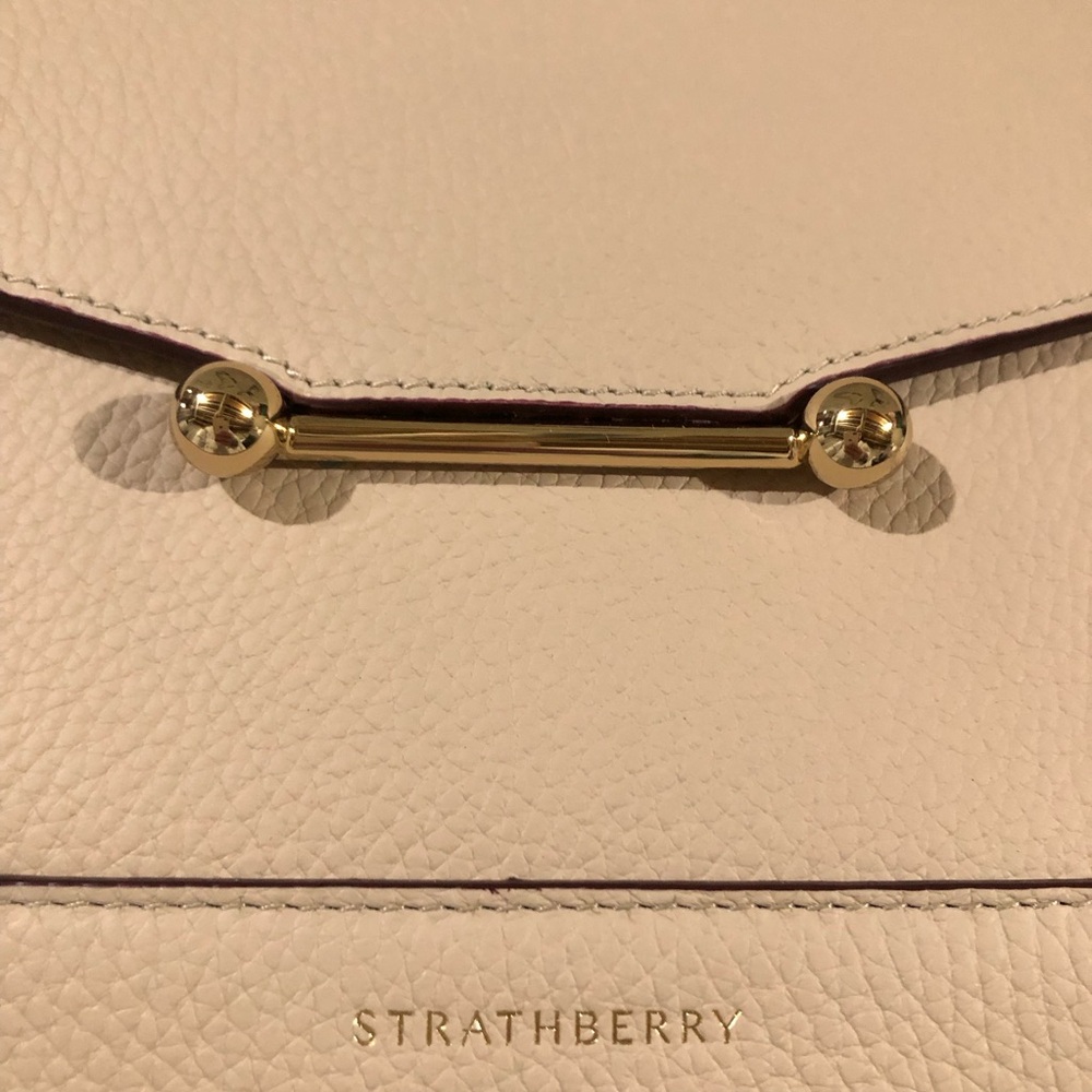 Strathberry Calf Leather Mosaic Top Handle Crossbody Bag in Oat Gold Hadware NWT - Picture 14 of 16